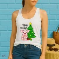 Merry Christmas Pig Funny Pigs Christmas Xmas Women's Tank Top thumb 2