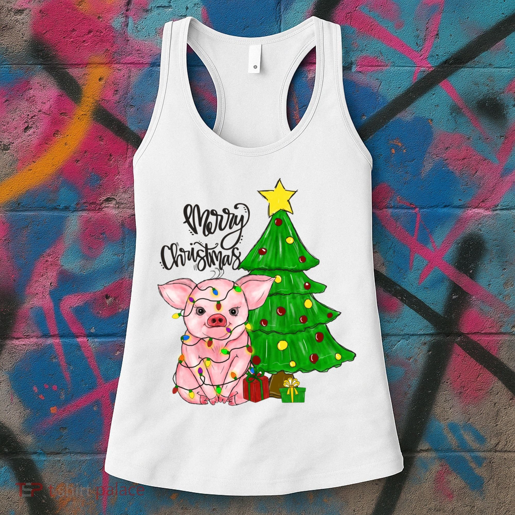 Merry Christmas Pig Funny Pigs Christmas Xmas Women's Tank Top