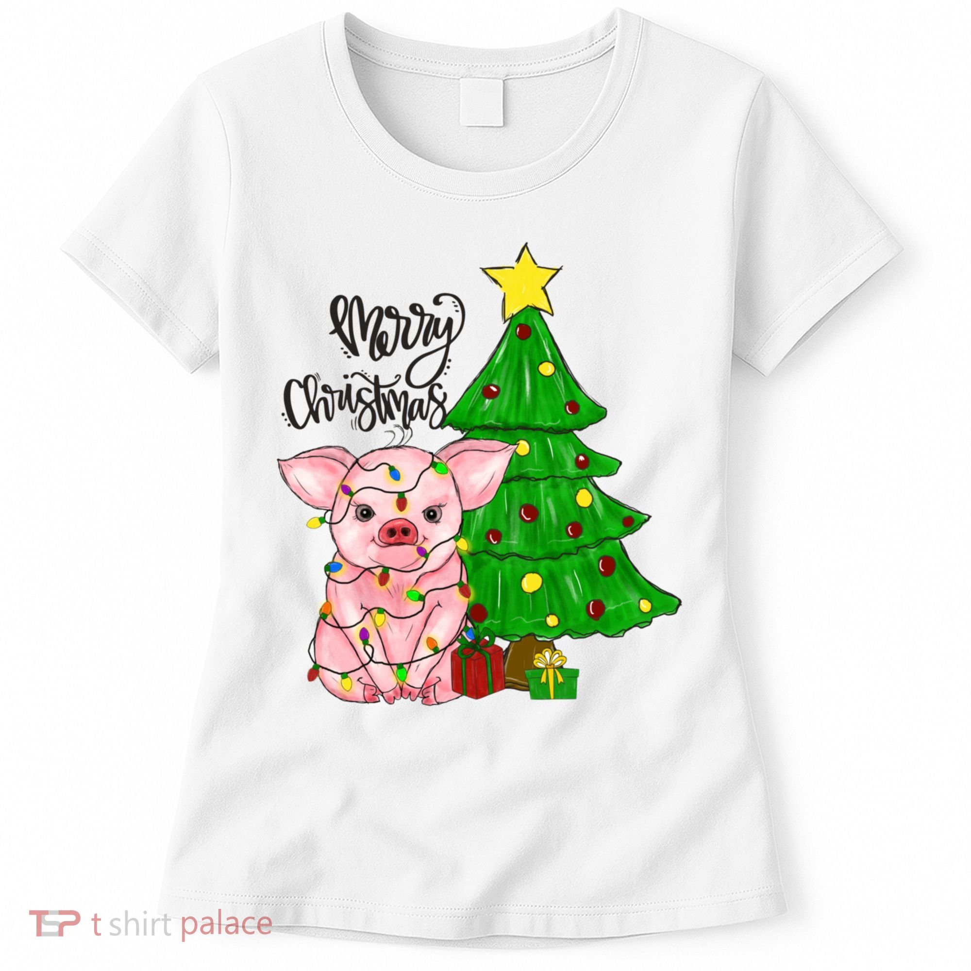 Merry Christmas Pig Funny Pigs Christmas Xmas Women's T-Shirt