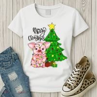 Merry Christmas Pig Funny Pigs Christmas Xmas Women's T-Shirt thumb 3