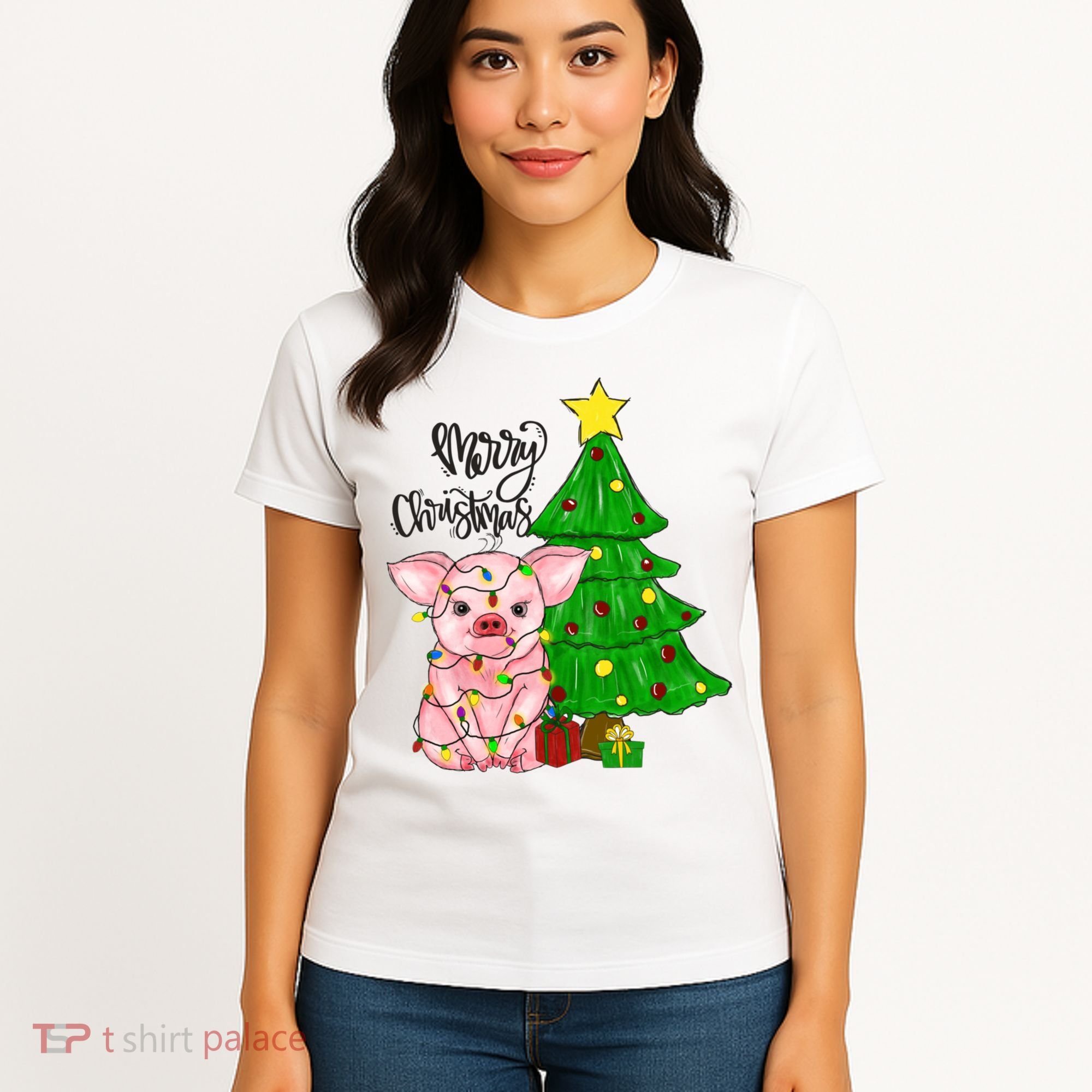 Merry Christmas Pig Funny Pigs Christmas Xmas Women's T-Shirt