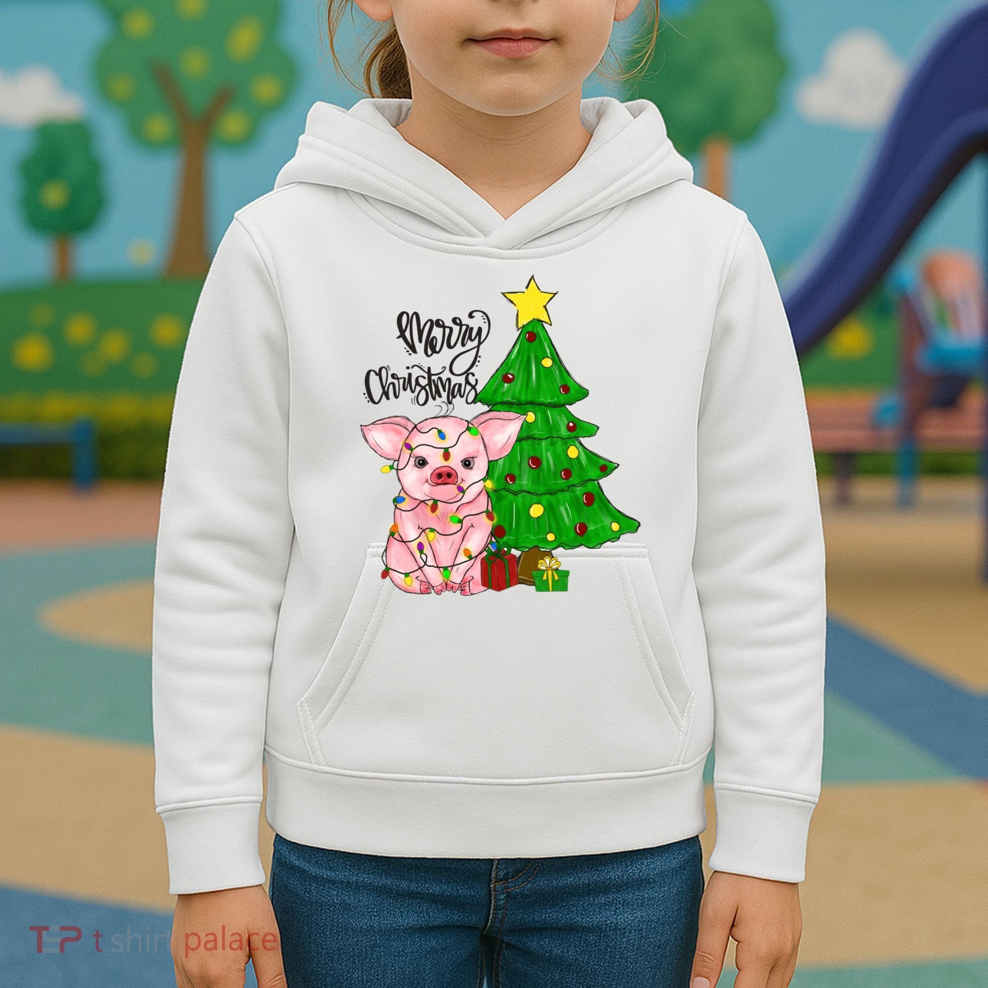 Merry Christmas Pig Funny Pigs Christmas Xmas Kids Hoodie