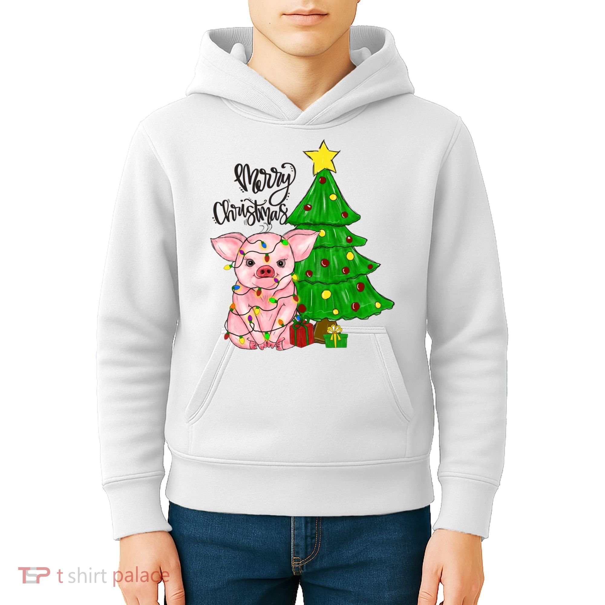 Merry Christmas Pig Funny Pigs Christmas Xmas Kids Hoodie