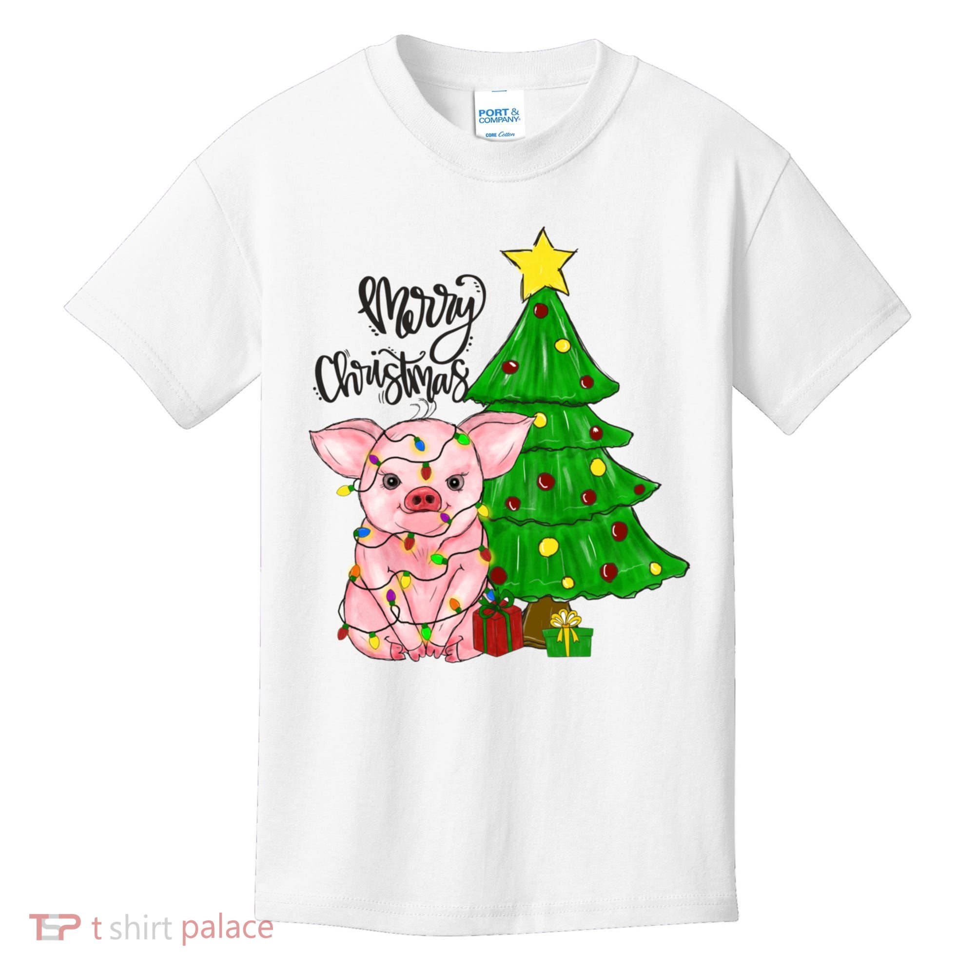 Merry Christmas Pig Funny Pigs Christmas Xmas Kids T-Shirt