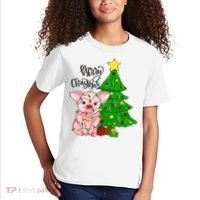 Merry Christmas Pig Funny Pigs Christmas Xmas Kids T-Shirt thumb 2