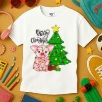 Merry Christmas Pig Funny Pigs Christmas Xmas Kids T-Shirt thumb 3