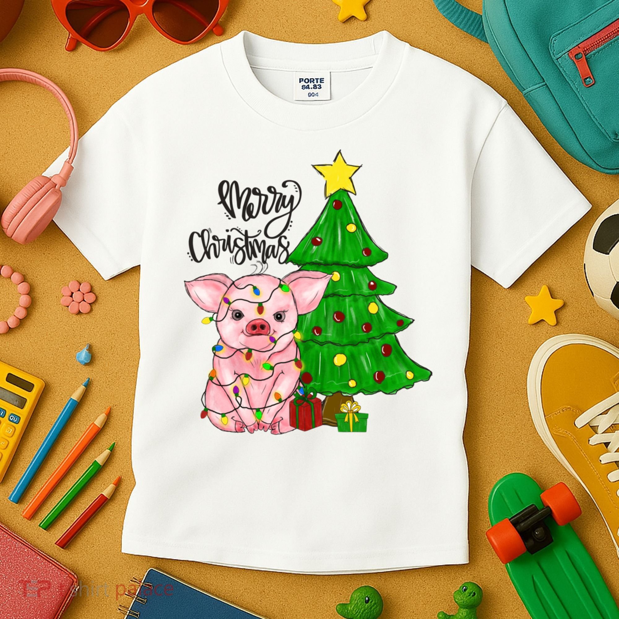 Merry Christmas Pig Funny Pigs Christmas Xmas Kids T-Shirt