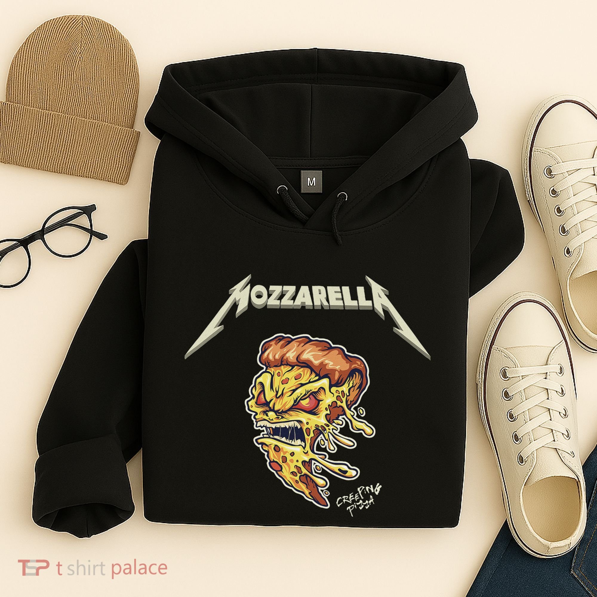 Mozzarella Creeping Pizza Foodie Chef Baker Cook Heavy Hoodie