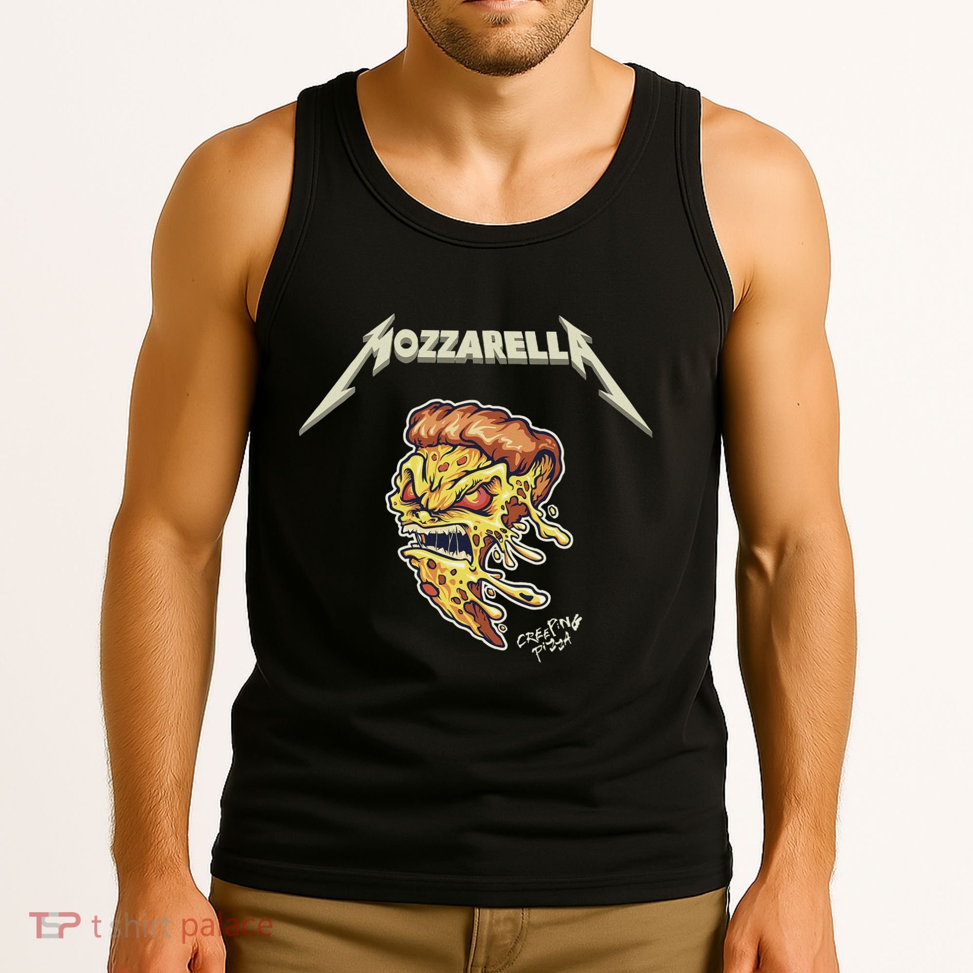 Mozzarella Creeping Pizza Foodie Chef Baker Cook Heavy Tank Top