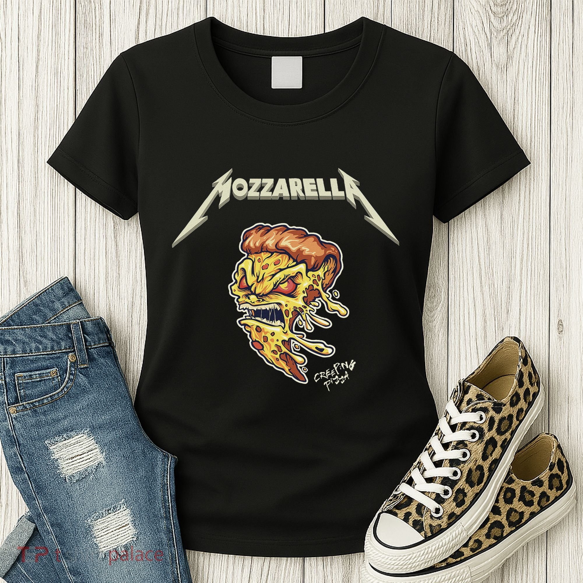 Mozzarella Creeping Pizza Foodie Chef Baker Cook Heavy Women's T-Shirt