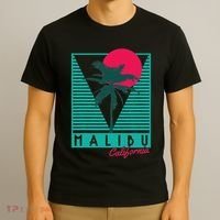 Malibu California Palm Trees Surf Vintage Retro T-Shirt thumb 3