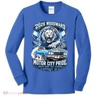 Motor City Pride 2026 Cruising Roaring Down Woodward Kids Long Sleeve Shirt thumb 0