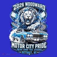 Motor City Pride 2026 Cruising Roaring Down Woodward Kids Long Sleeve Shirt thumb 2