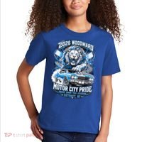 Motor City Pride 2026 Cruising Roaring Down Woodward Kids T-Shirt thumb 2
