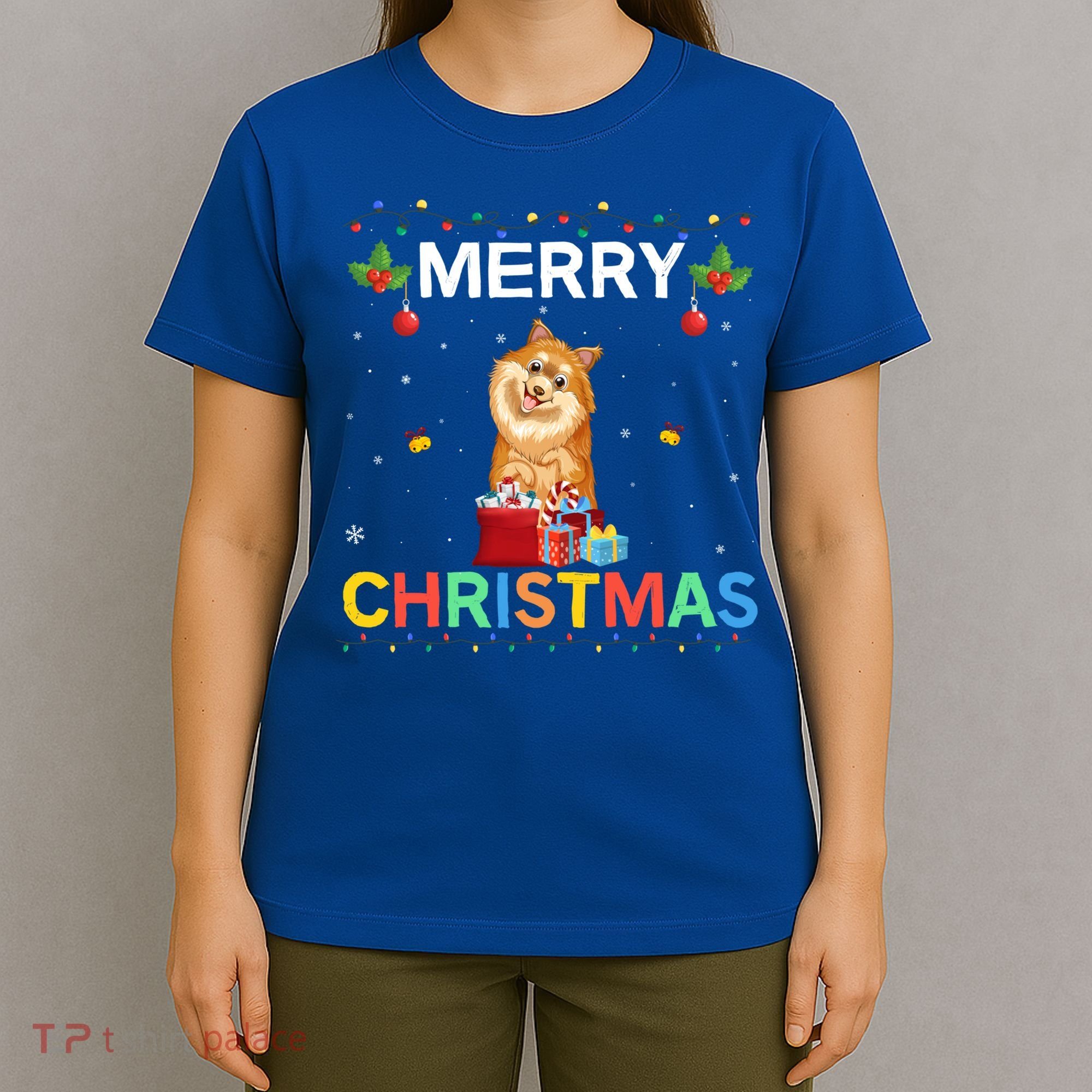 Merry Christmas Pomeranian Dog Lovers Xmas Holiday Party Gift T-Shirt