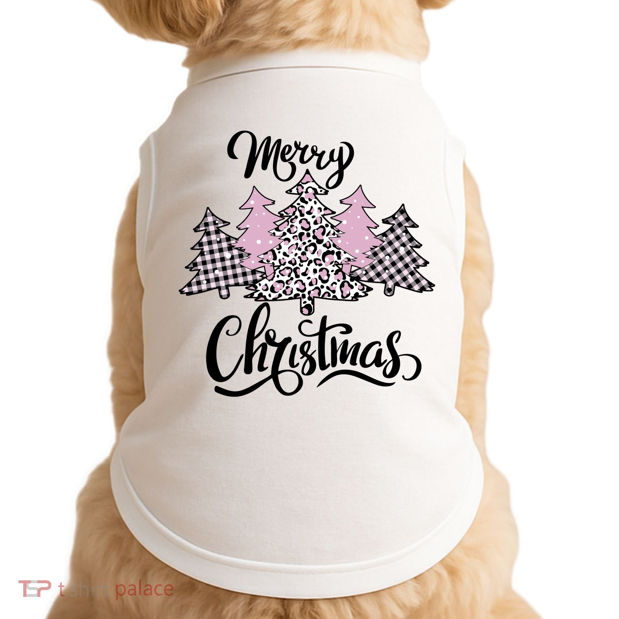 Merry Christmas Pretty And Pink Doggie Tank