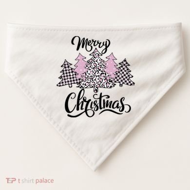 Merry Christmas Pretty And Pink USA-Made Doggie Bandana