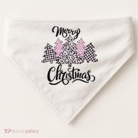 Merry Christmas Pretty And Pink USA-Made Doggie Bandana thumb 0