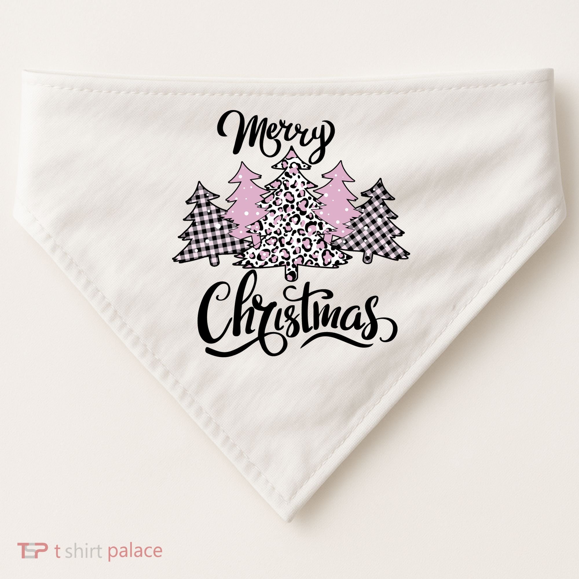 Merry Christmas Pretty And Pink USA-Made Doggie Bandana