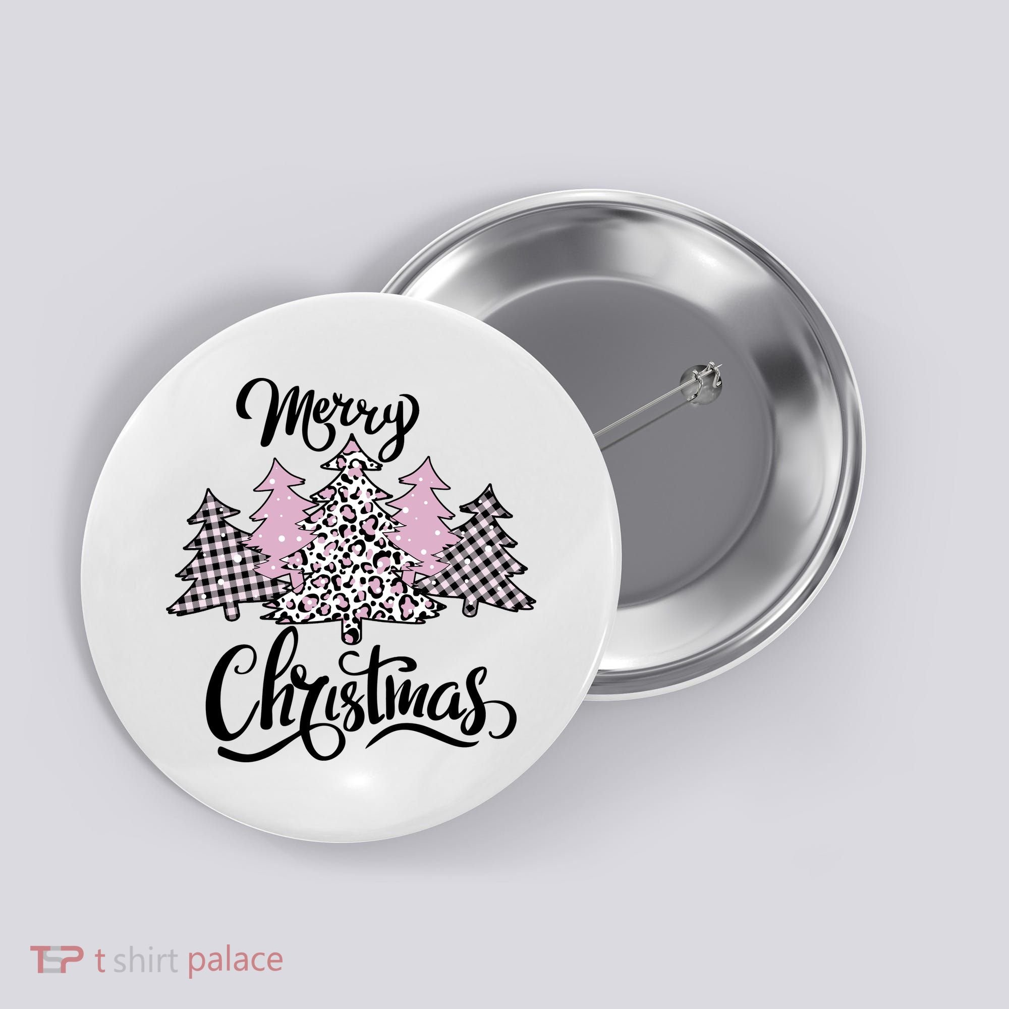 Merry Christmas Pretty And Pink Button