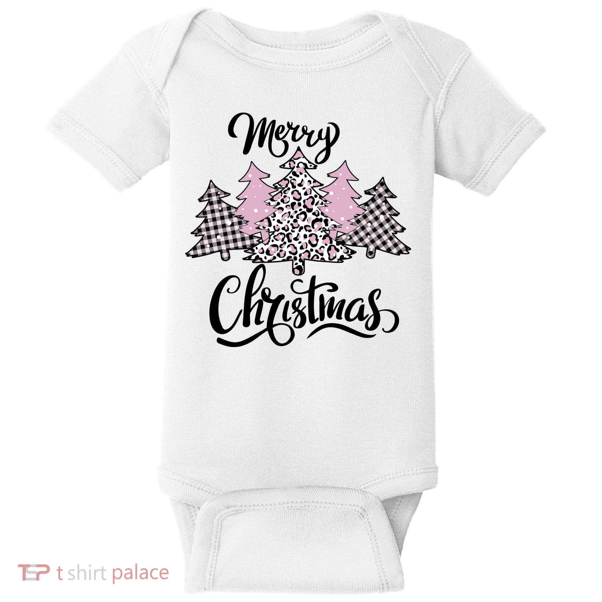 Merry Christmas Pretty And Pink Baby Bodysuit
