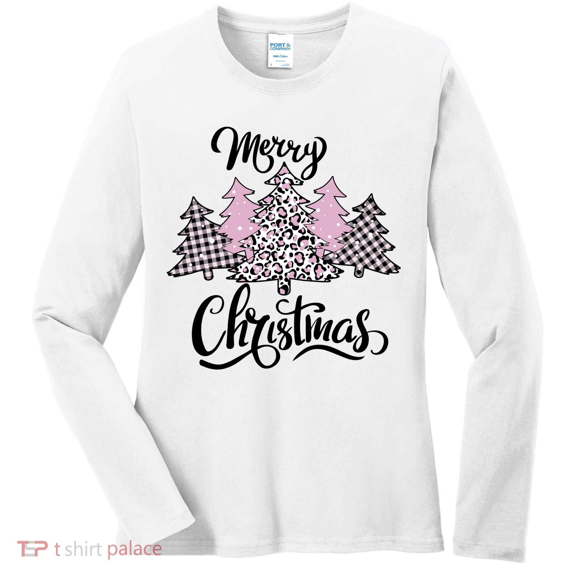 Merry Christmas Pretty And Pink Women's Long Sleeve Shirt
