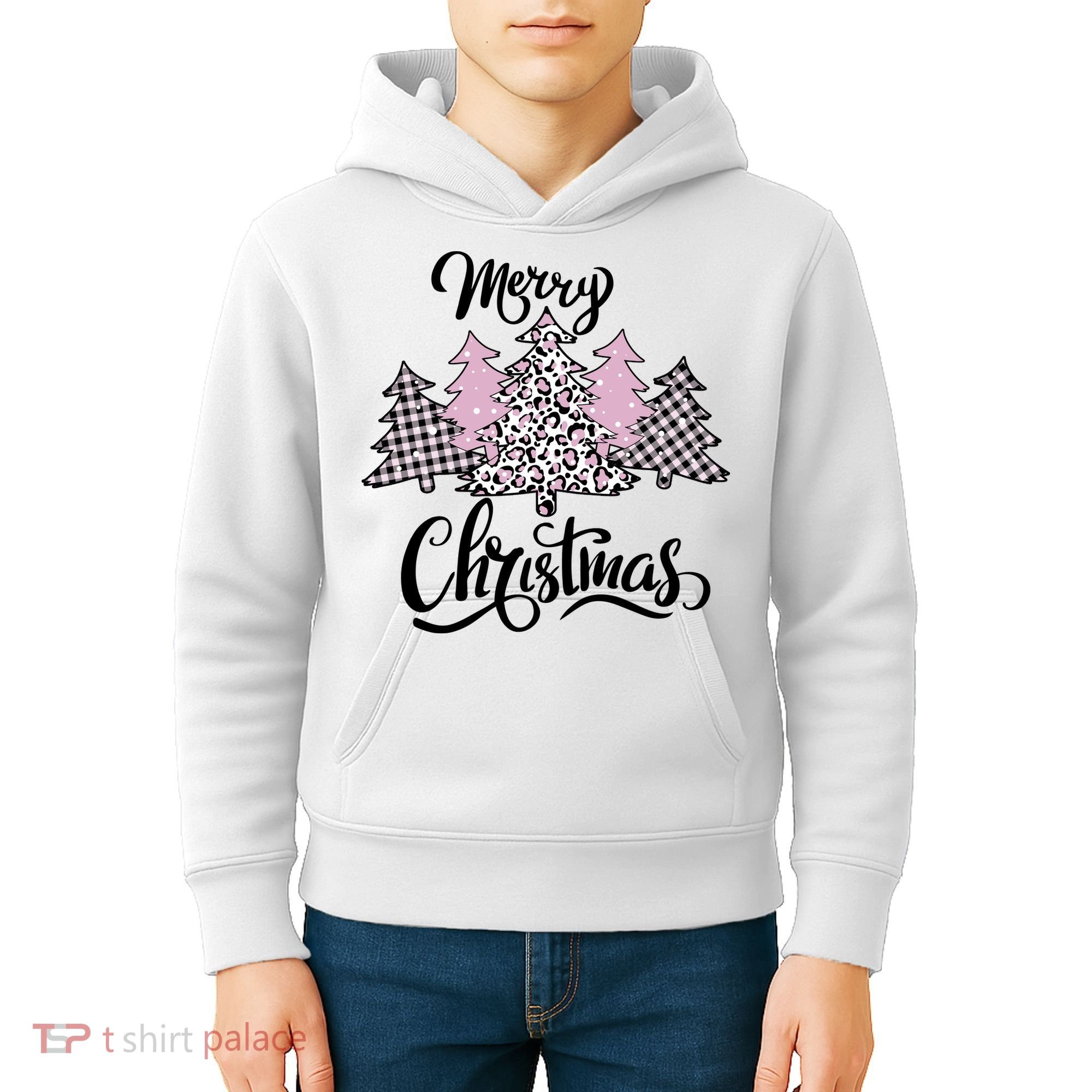Merry Christmas Pretty And Pink Kids Hoodie