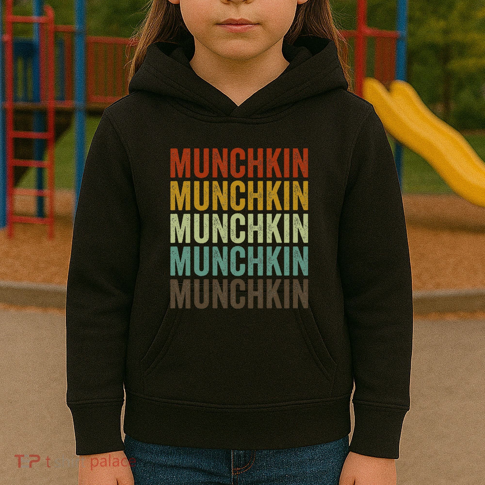 Munchkin Cat Retro Kids Hoodie