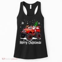 Merry Christmas Reindeer With Santa Driving Monster Truck Women's Tank Top thumb 0