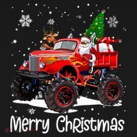 Merry Christmas Reindeer With Santa Driving Monster Truck Women's Tank Top thumb 5