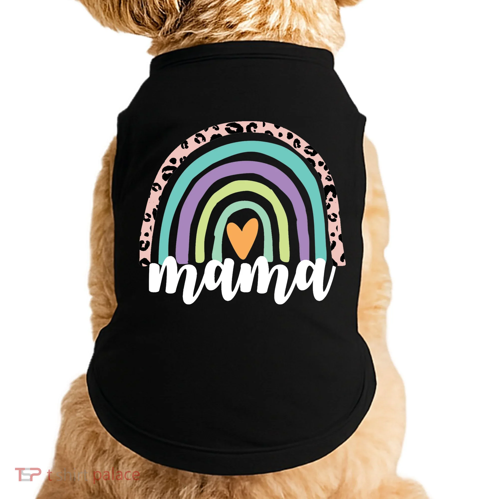 Mama Cheetah Rainbow Heart Doggie Tank