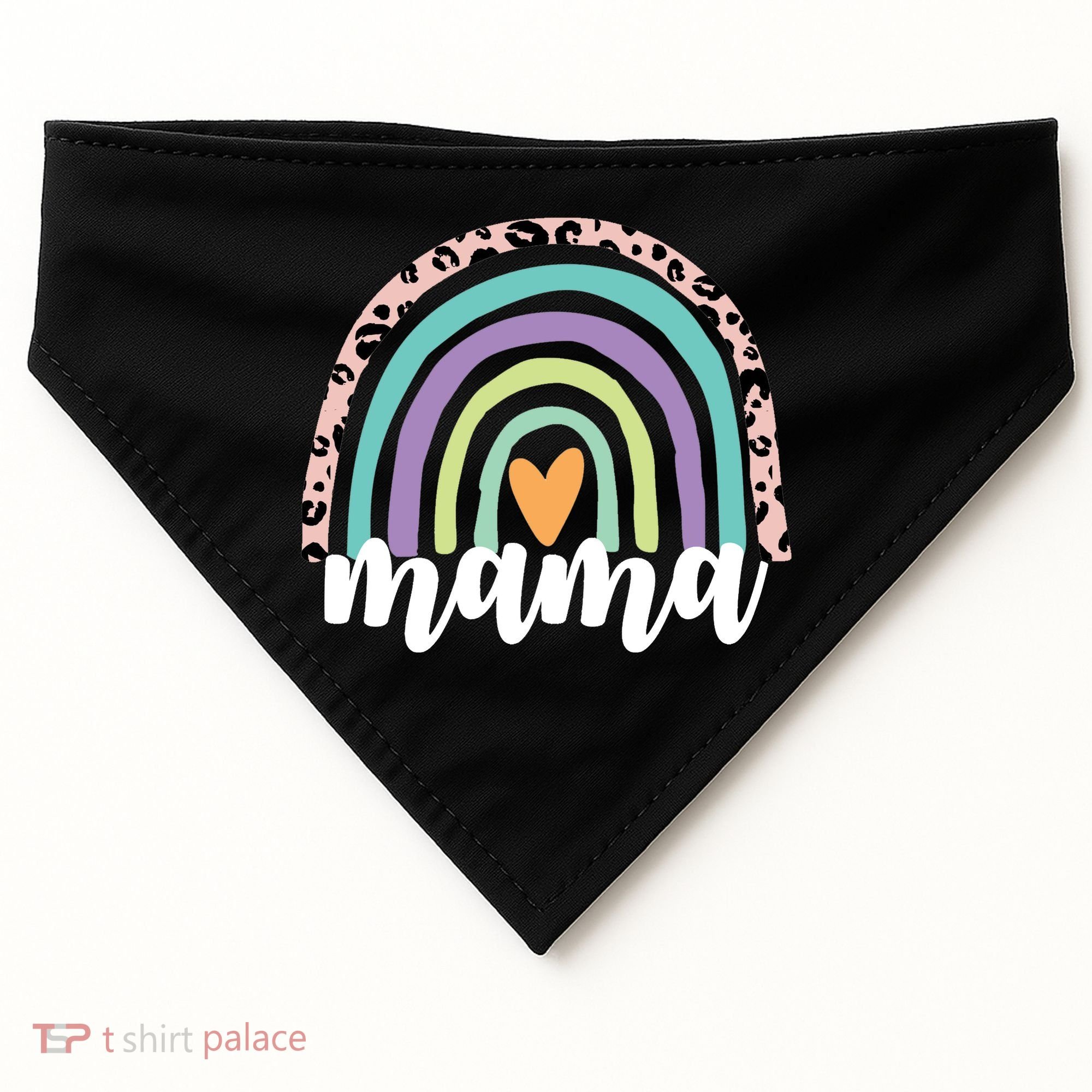 Mama Cheetah Rainbow Heart USA-Made Doggie Bandana