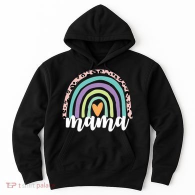 Mama Cheetah Rainbow Heart Hoodie
