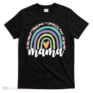 Mama Cheetah Rainbow Heart T-Shirt
