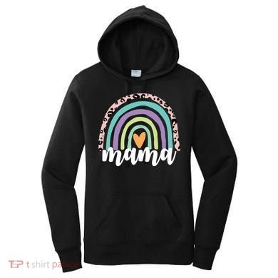 Mama Cheetah Rainbow Heart Women's Hoodie