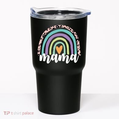 Mama Cheetah Rainbow Heart Tumbler