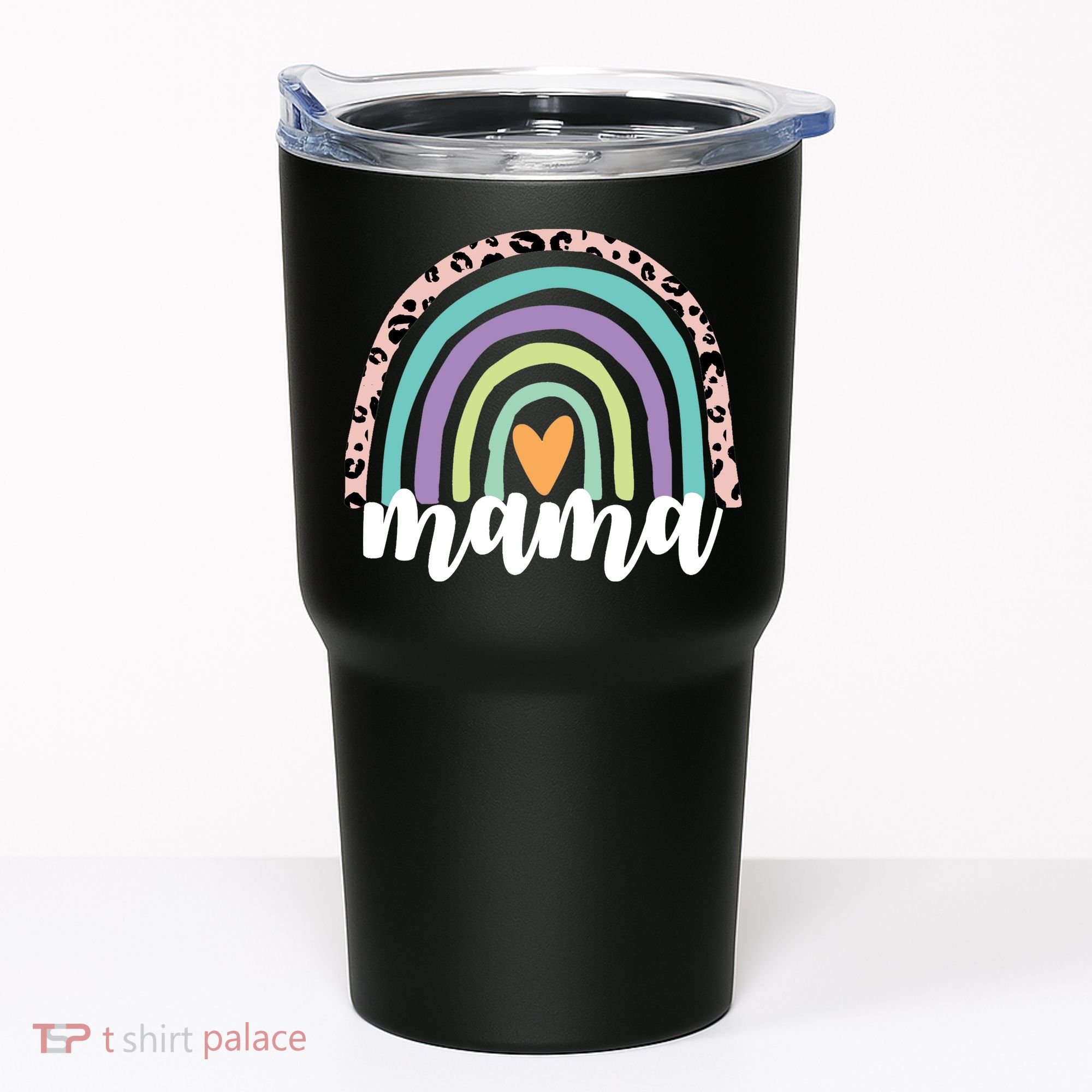 Mama Cheetah Rainbow Heart Tumbler