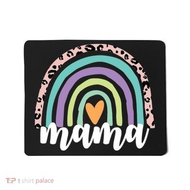 Mama Cheetah Rainbow Heart Mousepad