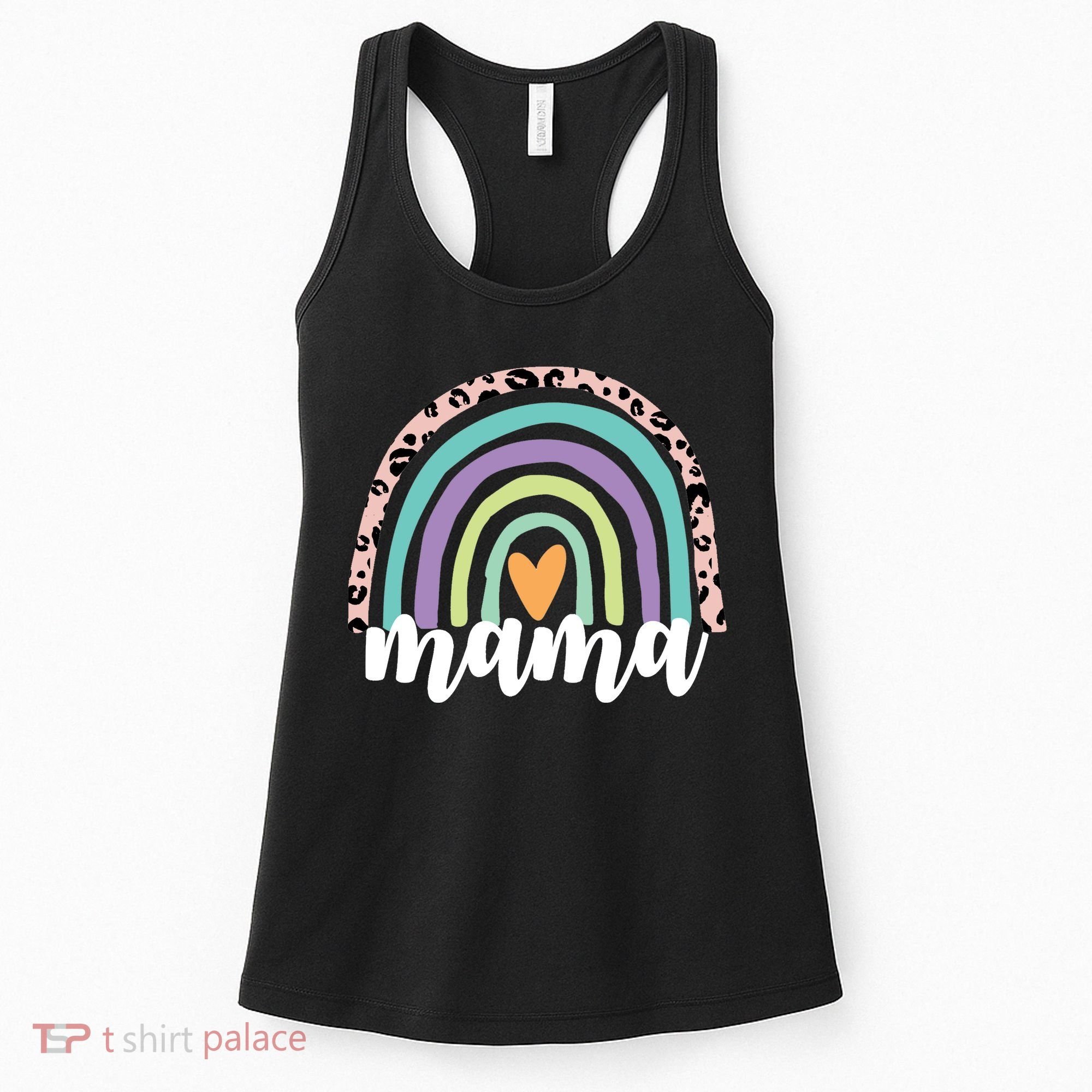 Mama Cheetah Rainbow Heart Women's Tank Top