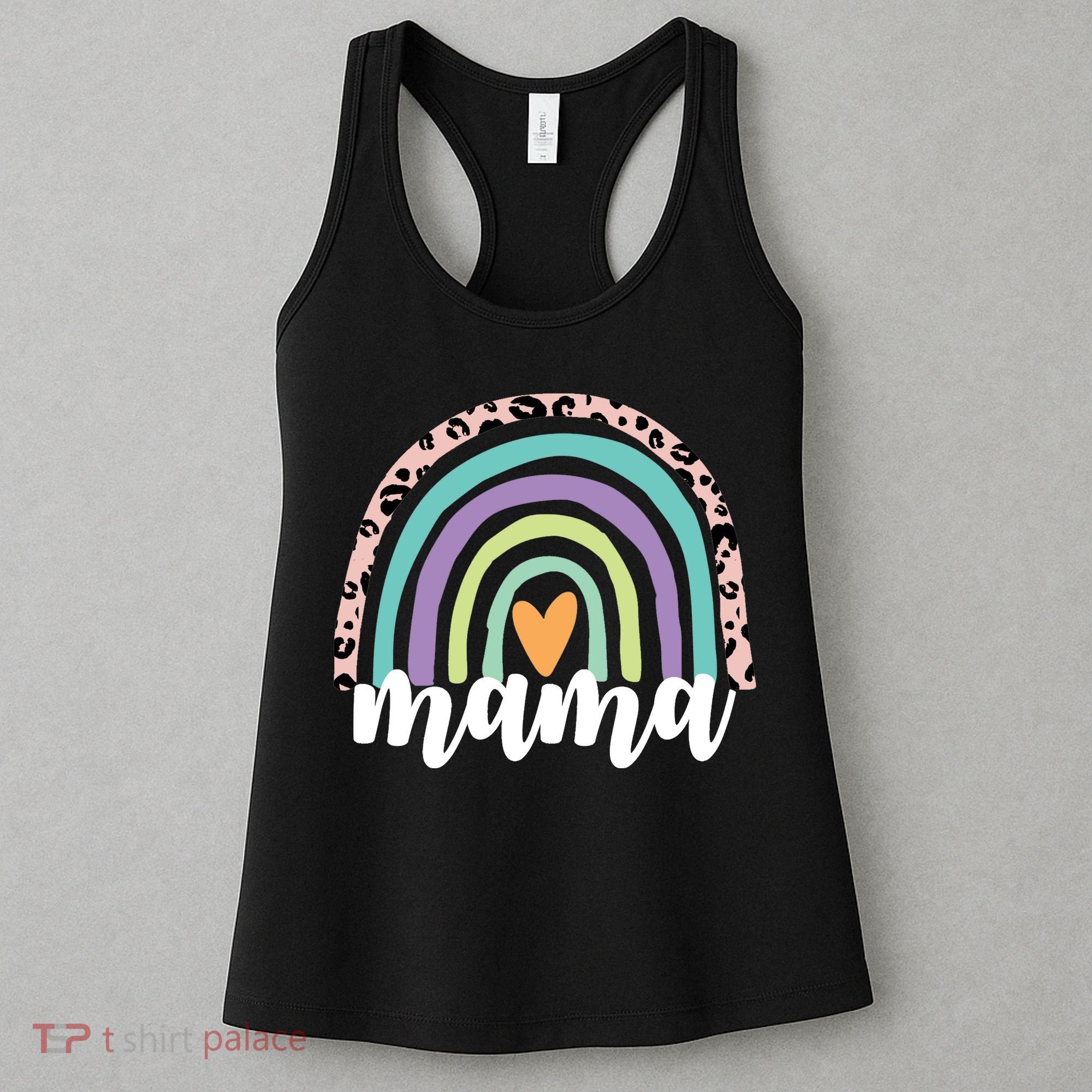Mama Cheetah Rainbow Heart Women's Tank Top