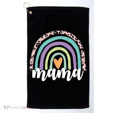 Mama Cheetah Rainbow Heart Golf Towel