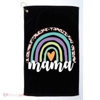 Mama Cheetah Rainbow Heart Golf Towel thumb 0