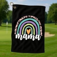 Mama Cheetah Rainbow Heart Golf Towel thumb 1