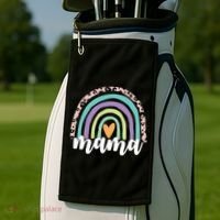 Mama Cheetah Rainbow Heart Golf Towel thumb 2