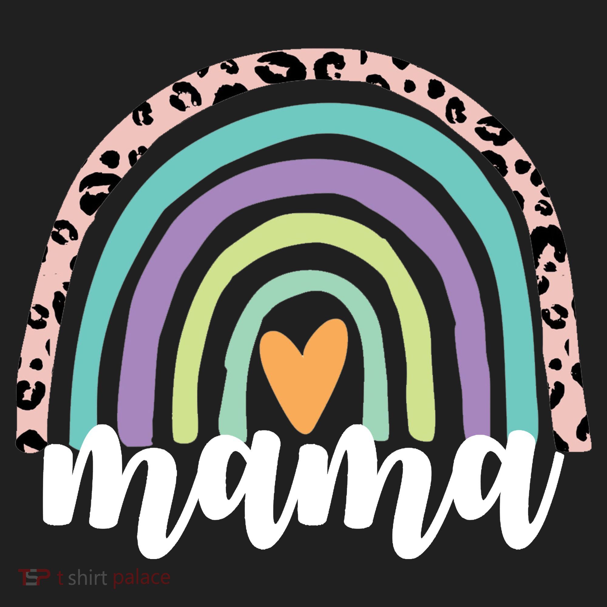 Mama Cheetah Rainbow Heart Golf Towel