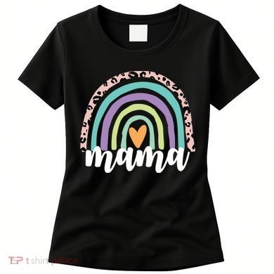 Mama Cheetah Rainbow Heart Women's T-Shirt
