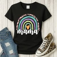 Mama Cheetah Rainbow Heart Women's T-Shirt thumb 3