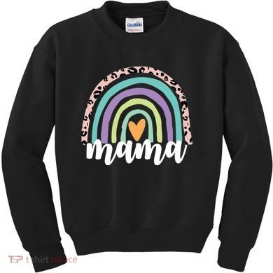 Mama Cheetah Rainbow Heart Kids Sweatshirt