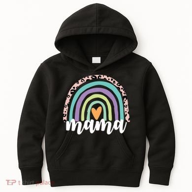 Mama Cheetah Rainbow Heart Kids Hoodie