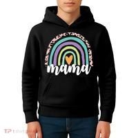 Mama Cheetah Rainbow Heart Kids Hoodie thumb 4